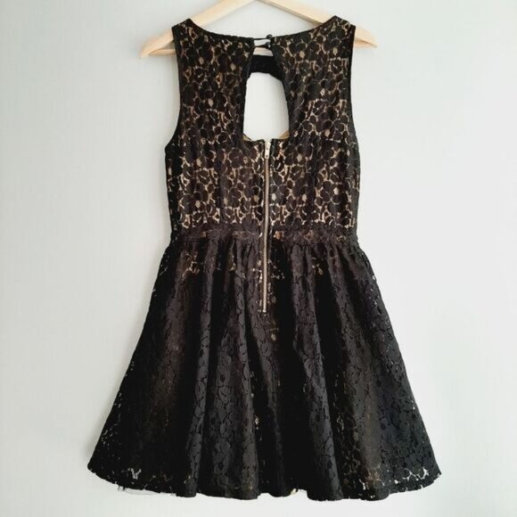 MATERIAL GIRL Fit & Flare Black Lace Ruffle Mini Dress Junior Girl Sz L - Picture 9 of 16